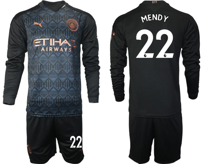 Men 2020-2021 club Manchester city home long sleeve #22 black Soccer Jerseys->manchester city jersey->Soccer Club Jersey